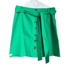 Boden Green A-Line Skirt with Buttons‎ and Tie Belt - Size 10 Petite